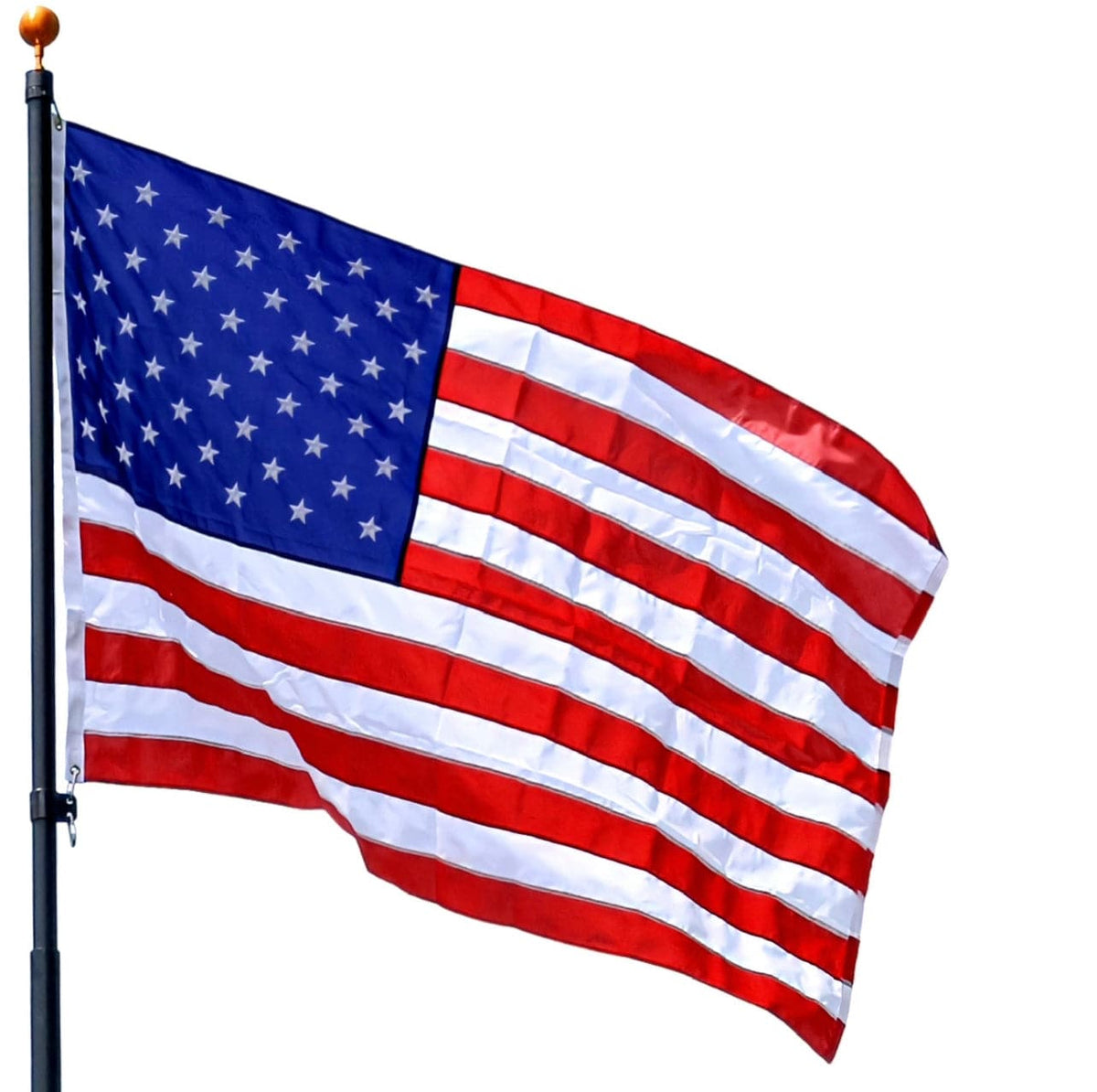 Nylon large American flag in vibrant red, white, and blue; available in sizes 2'x3', 3'x5', 4'x6' by Atlantic Flag and Pole 