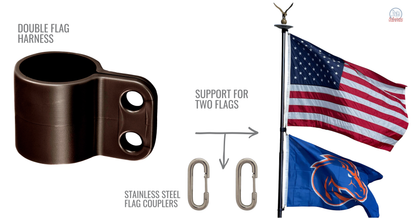 Limited Special Edition Gold Phoenix telescoping flagpole kit with double flag harness and stainless steel couplers.