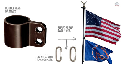 Atlantic Flag & Pole double flag harness 360° swivel kit on a telescoping pole in black bronze finish.