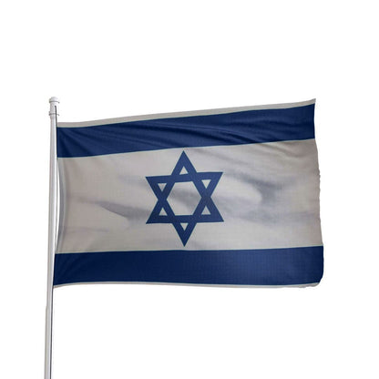 Israel flag featuring blue and white colors with Star of David, by Atlantic Flag & Pole Inc.