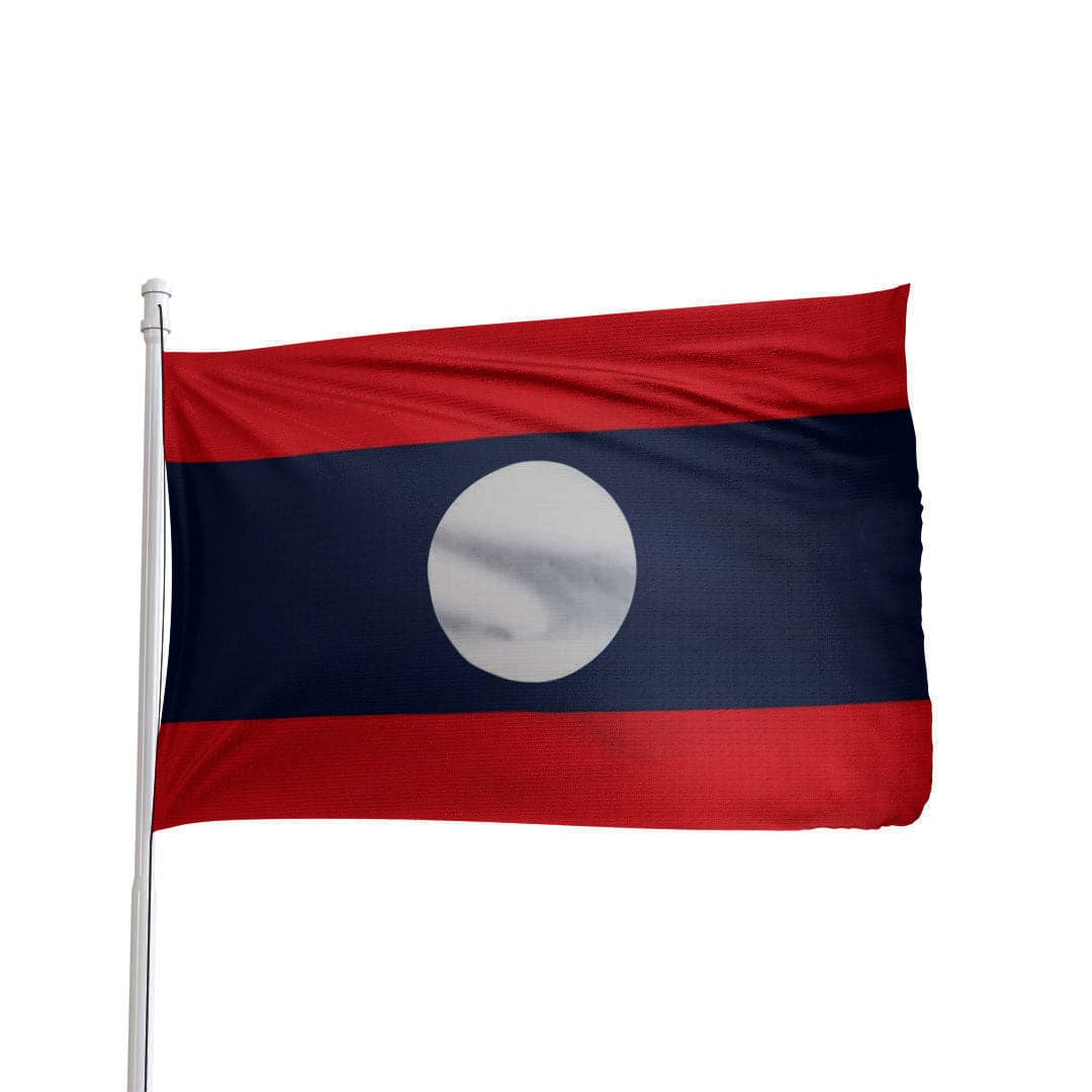 3x5 ft Laos flag made of 100% nylon with brass grommets by Atlantic Flag & Pole Inc.