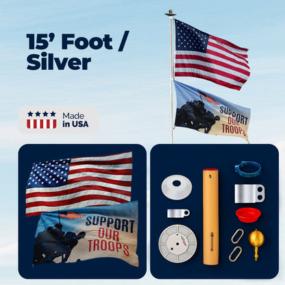 Skip Bedell Memorial Day Telescoping Flagpole Package Deal - packaging view