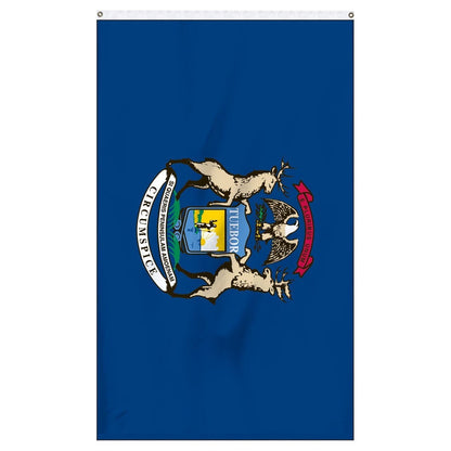 Michigan state flag in vibrant colors, made in the USA by Atlantic Flag & Pole Inc.
