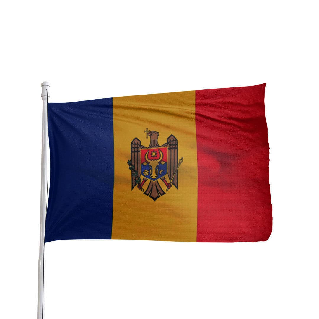 3x5 ft Moldova flag in 100% nylon with brass grommets by Atlantic Flag & Pole Inc.