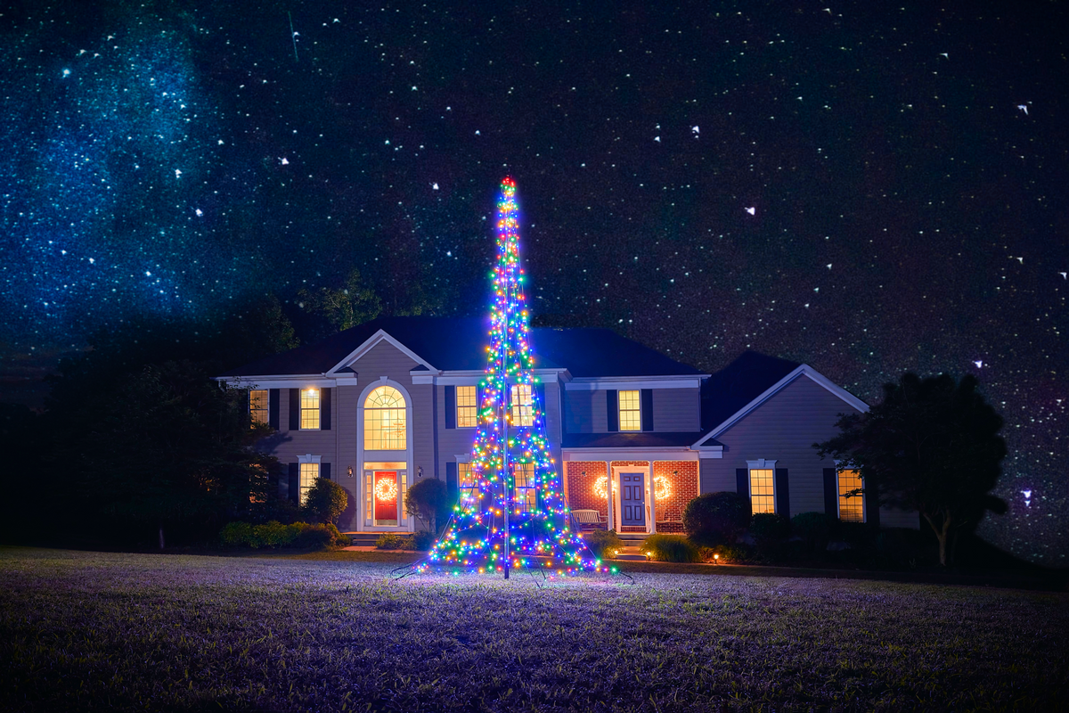 Patriot Glo LED Flagpole Christmas Tree Kit (20' & 25') - lifestyle photo