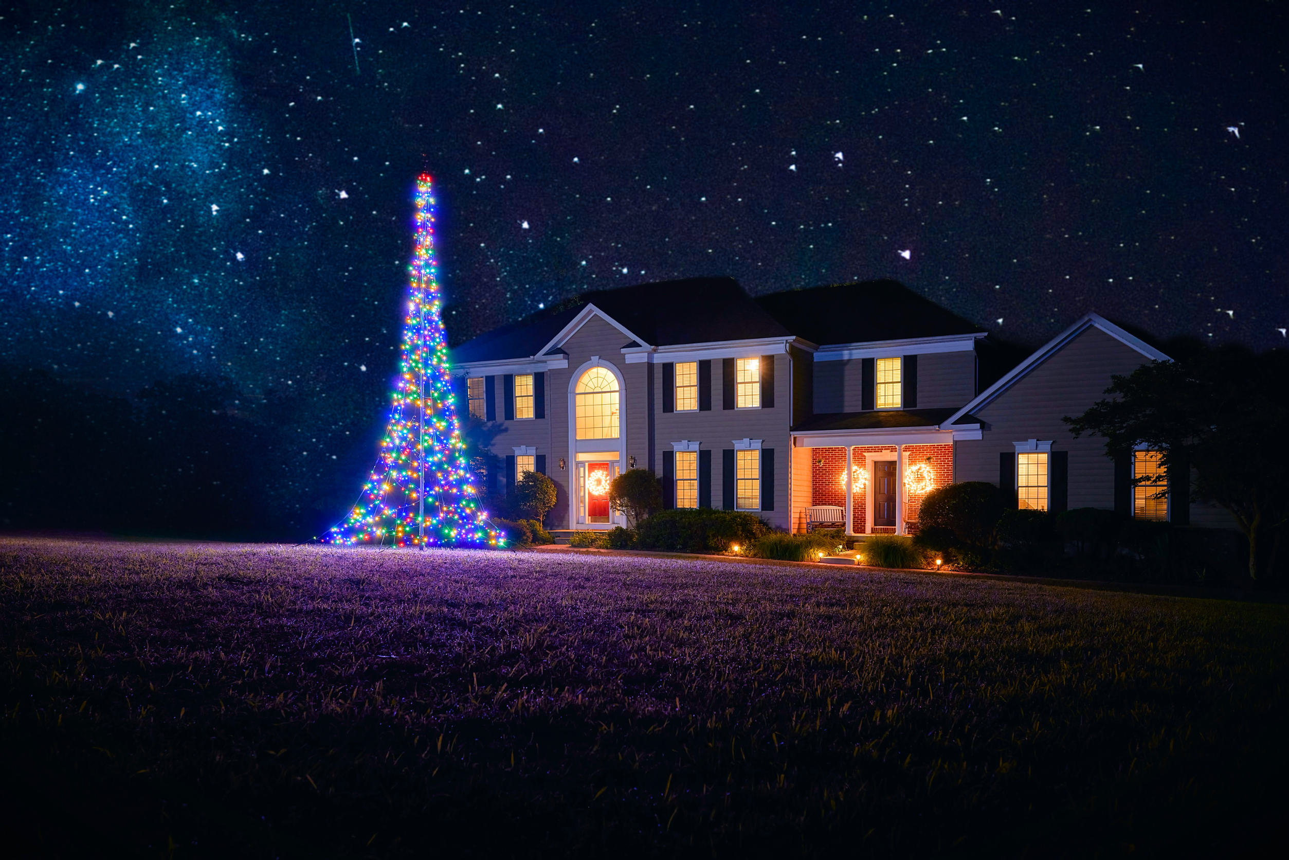 Patriot Glo LED Flagpole Christmas Tree Kit (20' & 25') - packaging view