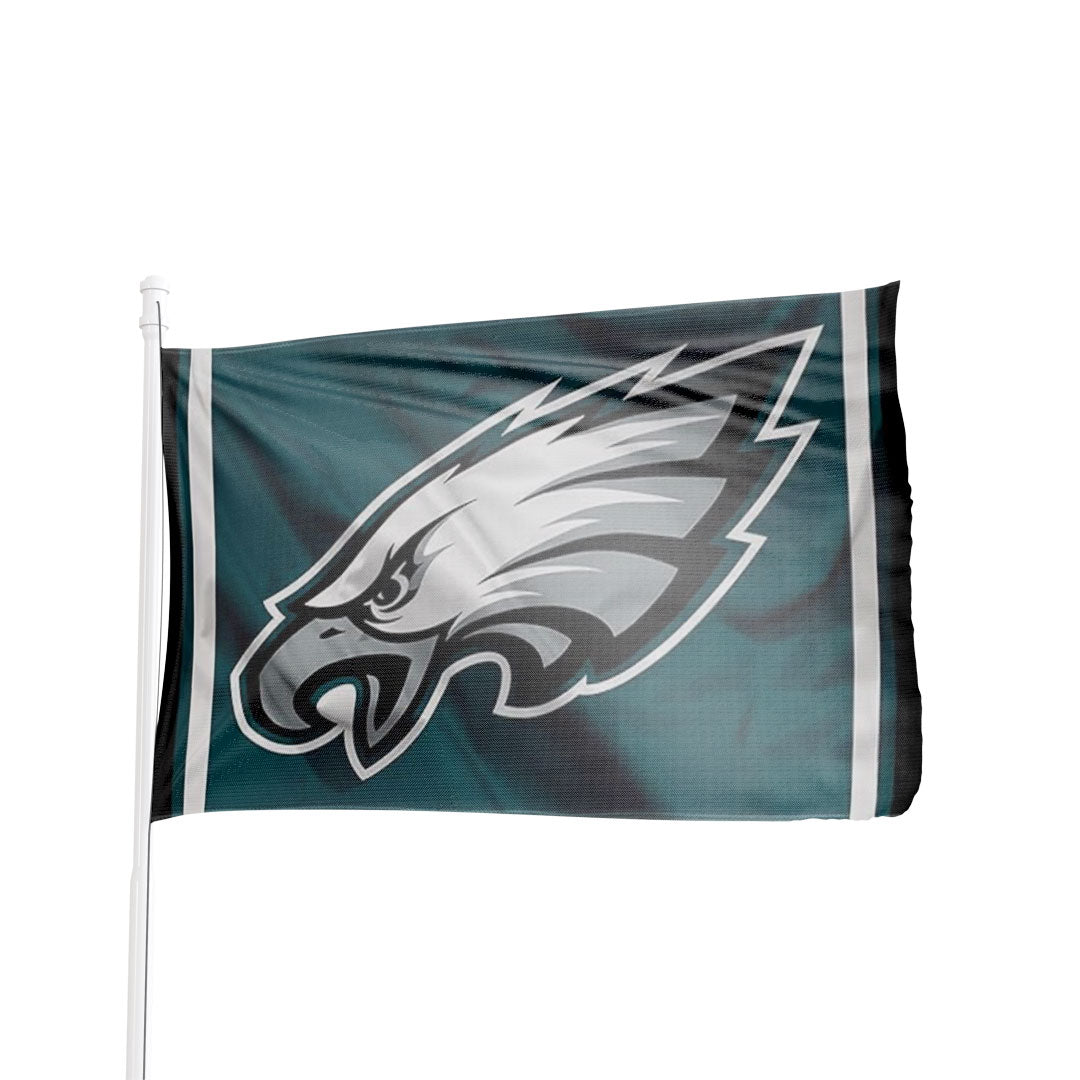 Philadelphia Eagles flag by Atlantic Flag & Pole Inc., featuring green and white colors with team logo.