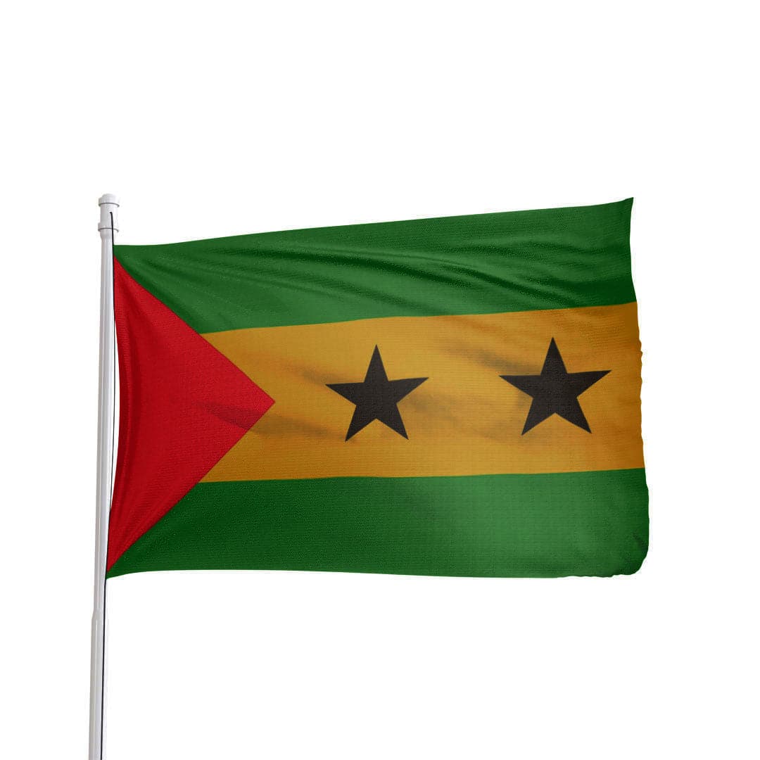 Sao Tome & Principe flag, 3x5 ft nylon, featuring brass grommets for outdoor use by Atlantic Flag & Pole Inc.