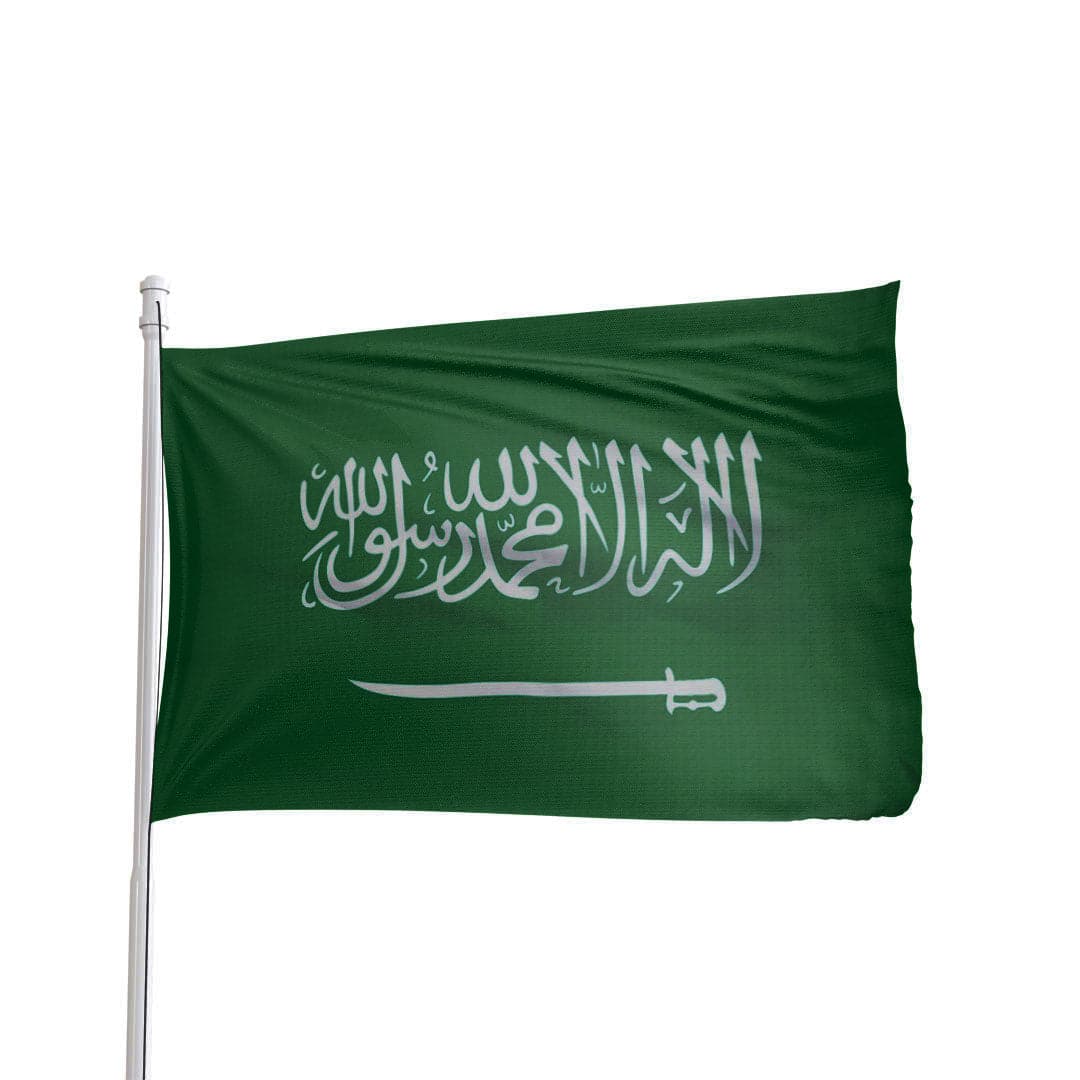 3x5 ft Saudi Arabia flag made of 100% nylon with brass grommets and canvas heading by Atlantic Flag & Pole Inc.