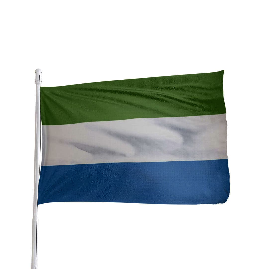 3x5 ft Sierra Leone flag made of 100% nylon with brass grommets, by Atlantic Flag & Pole Inc.