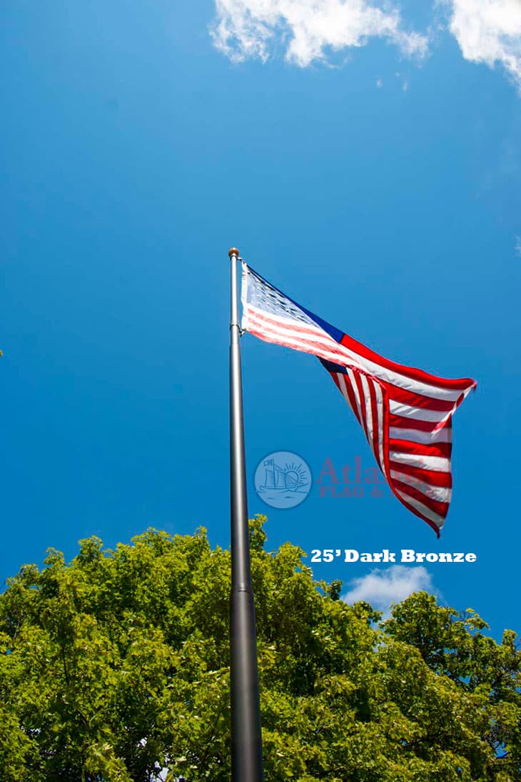 15-foot silver telescoping flagpole with free American flag and Securi-Shur anti-theft locking clamp by Atlantic Flag and Po