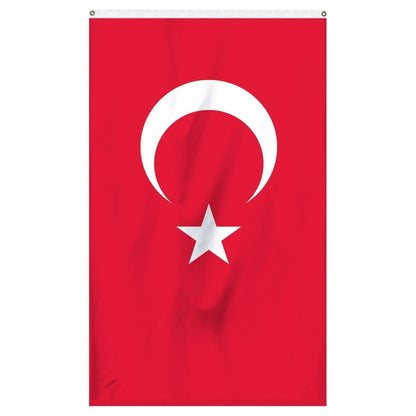 Turkey National Flag for sale to buy online from Atlantic Flag and Pole. Red flag with a white crescent moon and white star.
