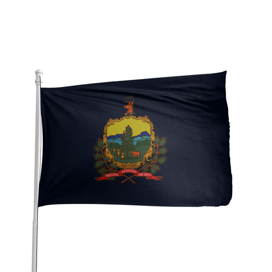 Vermont State Flag in vibrant colors, made by Atlantic Flag & Pole Inc., ideal for patriotic displays.